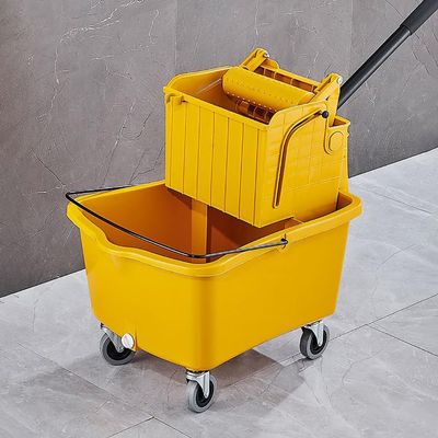 Commercial/Domestic Mop Bucket Set, Mop Bucket and Squeezer Combination, Portable Wheeled Trolley with Mop, Large Capacity Mop Bucket for Home, Industrial, Restaurant Cleaning,32l