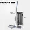 Mop and Bucket with Wringer Set, 304 Stainless Steel Flat Mop, Flat Mop Bucket with Handle, Wet and Dry Use, Adjustable Mop Length, Suitable for All Floor Types and Windows view 2