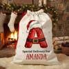 Noni Personalized Christmas Santa Sack, Custom Santa Sack with Face & Name for Boy Girl, Xmas Sacks For Family Dad Mom Son Daughter Friend, Christmas Gift Bag Drawstring Style 4 view 1