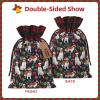 Cute Saint Bernard Dog Puppy Lovers Christmas Bags For Gifts Sacks Buffalo Plaid Red Burlap Drawstring Xmas Gift Bag For All Holidays Party Birthday Santa Claus Christmas Decorations Tree Merchandise view 3