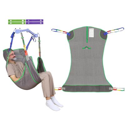 EZHOISLING 500lbs Mesh Full Body Sling for Lift - Patient Transfer Sling with Wide Pads for Elderly & Disabled,Compatible and Multi-Scene Transfer (Large)