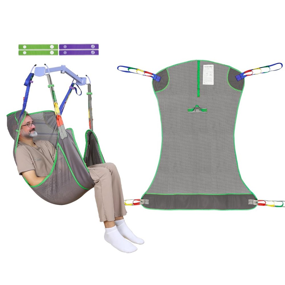 EZHOISLING 500lbs Mesh Full Body Sling for Lift - Patient Transfer Sling with Wide Pads for Elderly & Disabled,Compatible and Multi-Scene Transfer (Large)