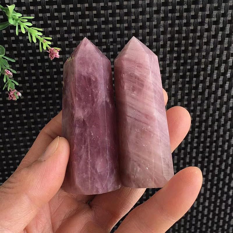 137g 2pcs Lavender Rose Quartz Tower | Healing Crystal Obelisk for Divine Love & Emotional Balance | Soothing Purple Crystal Point for Bedroom & Meditation | Spiritual Decor & Heart Chakra Gift
