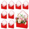 10 Pcs Florist Bouquet Envelope Boxes,Red Dot Style Flower Bouquet Package Gift Folding Paper Boxes for Florist Arrangements, Weddings, Birthdays, Mother's Day,Parties,Large Size 9.05 x 3 x 13.7 Inch view 1