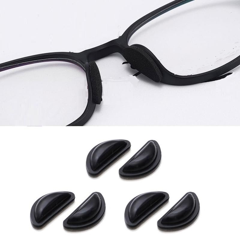 3 Pairs Black Eyeglasses Nose Pads, Stick On 3.5 mm Thickness Adhesive,Soft Silicone Comfort Anti Slip Flexible Nose Pieces for Glasses Sunglasses Reading Glasses Replacement Part Kits