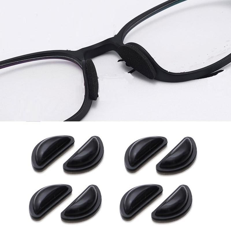 2 3 4 8 16 20 Pairs Eyeglasses Nose Pads, Stick On 3.5 mm Thickness Adhesive,Soft Silicone Comfort Anti Slip Flexible Nose Pieces for Glasses Sunglasses Reading Glasses Kits (4 Pairs Black)