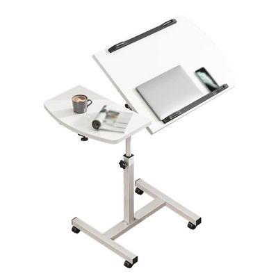 XAWSOP Mobile Adjustable Overbed Desk Table with Wheels, Multifunctional Rolling Laptop Stand, Adjustable Tilt Overbed Bedside Table Sofa Side Table for Home Use,