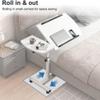 XAWSOP Mobile Adjustable Overbed Desk Table with Wheels, Multifunctional Rolling Laptop Stand, Adjustable Tilt Overbed Bedside Table Sofa Side Table for Home Use, view 3
