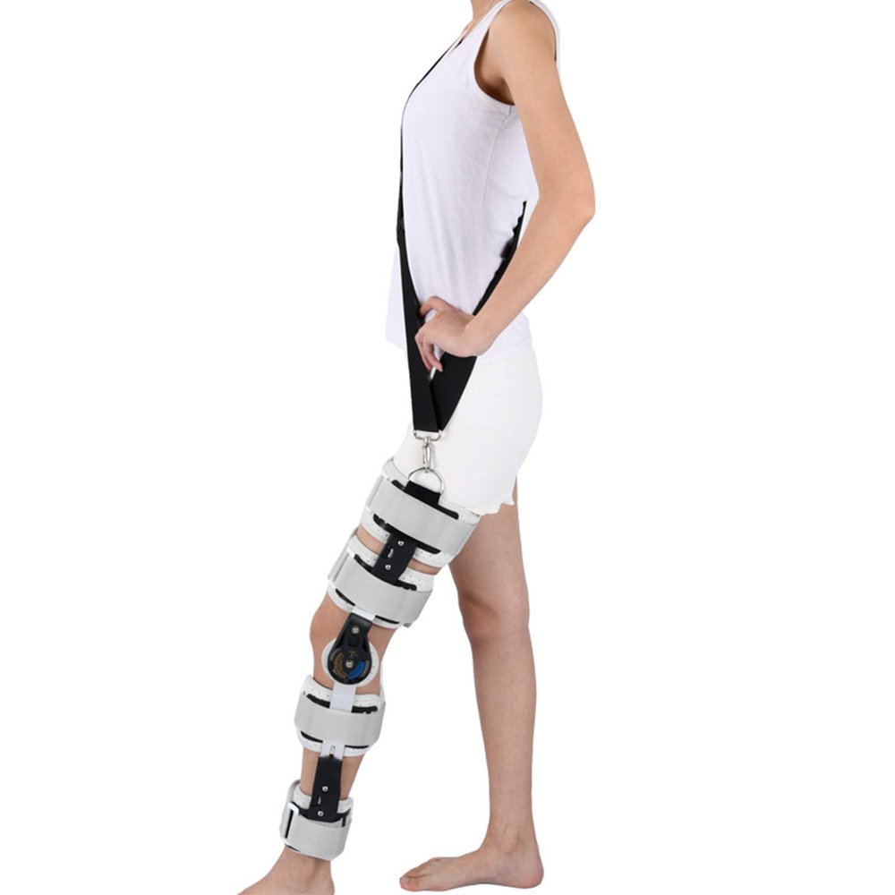UYCVT Hinged Knee Brace, Adjustable Breathable Medical Orthopedic Support Stabilizer, Telescoping Hinged Knee Brace with Drop Lock Feature-A-One Size
