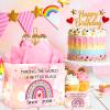 Happy 18th Birthday Gift Bag for Girl Pink Rainbow Since 2008 Wrap Bag 18th Birthday Wrapping with Tissue Paper Card Decorations for 18 Year Old Anniversary Party Princess Rainbow Party Favor Supplies view 2