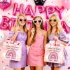 Happy 18th Birthday Gift Bag for Girl Pink Rainbow Since 2008 Wrap Bag 18th Birthday Wrapping with Tissue Paper Card Decorations for 18 Year Old Anniversary Party Princess Rainbow Party Favor Supplies view 4