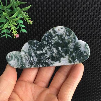 117g Moss Agate Cloud Shaped Slab Natural Crystal Wisp for Healing, Calm & Boho Home Decor