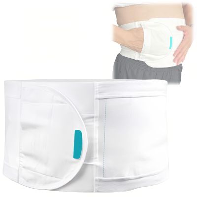 Ostomy Belt 6.5in Wide, Adjustable Ostomy Support Belt, Abdomen Band Stoma, Cuttable Hole Diameter, Post Operative Care After Surgery(Large)