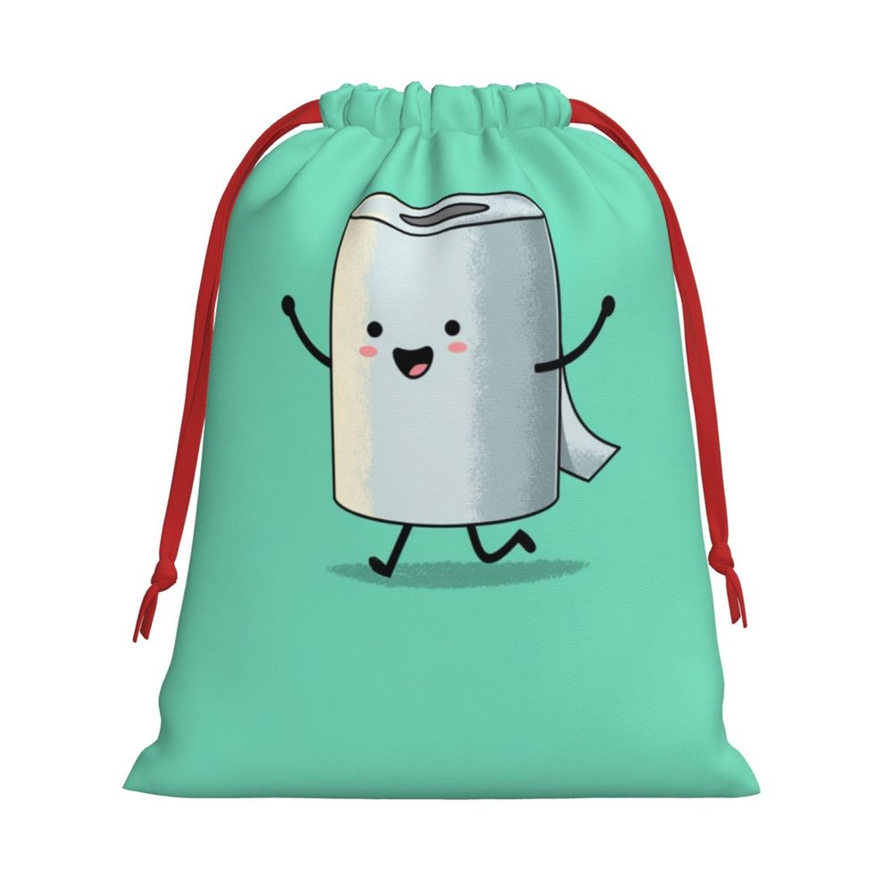 XBubupX Happy Cartoon Toilet Paper Roll Soft Velvet Christmas Drawstring Bag Reusable Wrapping Sack Xmas Party Present Bag