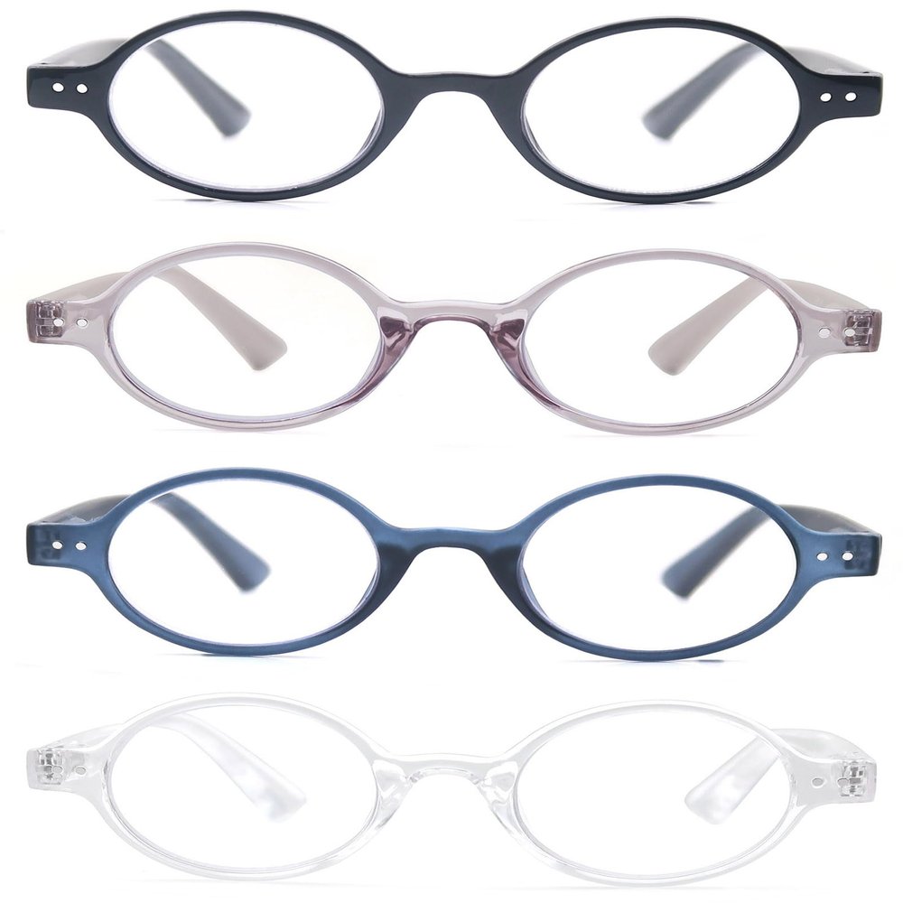 OLOMEE Small Round Reading Glasses for Women Cute Circular Readers +1.50 Stylish Lightweight Funky Cheaters Reading Glasses Spring Hinges 4 Pack Comfy Fit
