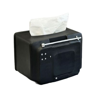 RSHuiOUXX Retro Teevee Shape Resin Tissue Box Holder Multifunctional Home Decoration for Living Room Kitchen Desktop Storage