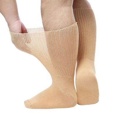 arzgul Extra Width Socks for 1Pair Bariatric Hospital Socks,Anti Slip Lymphedema Diabetic Socks for Women Men(Yellowish color)