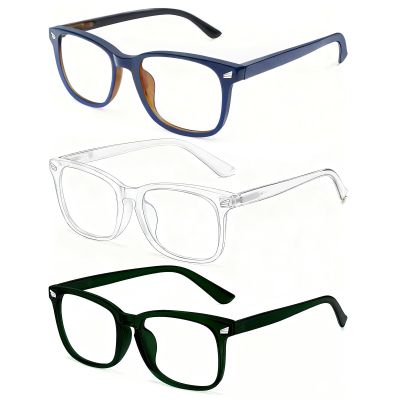 WINTOO Blue Light Glasses for Woman Men | 99% Blue Light Blocking Glasses | Computer Glassess | Gaming | TV Phone Screen Reader Square Frame | Anti Eyestrain & UV Glare,3 Pack