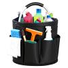 CIHTL Cleaning Caddy with Handle, Cleaning Products Organiser, Foldable Storage Basket, Large Supply Organiser 17L with 6 Pockets, Portable Cleaning Caddy for Home & Garden (Black) view 1