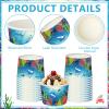 Funnymoom 50 Pack Under The Sea Ice Cream Cups 9 oz Ocean Disposable Dessert Bowls Under The Sea Animal Paper Soup Bowls Snack Cups for Hot or Cold Food Underwater Creatures Birthday Party Supplies view 2