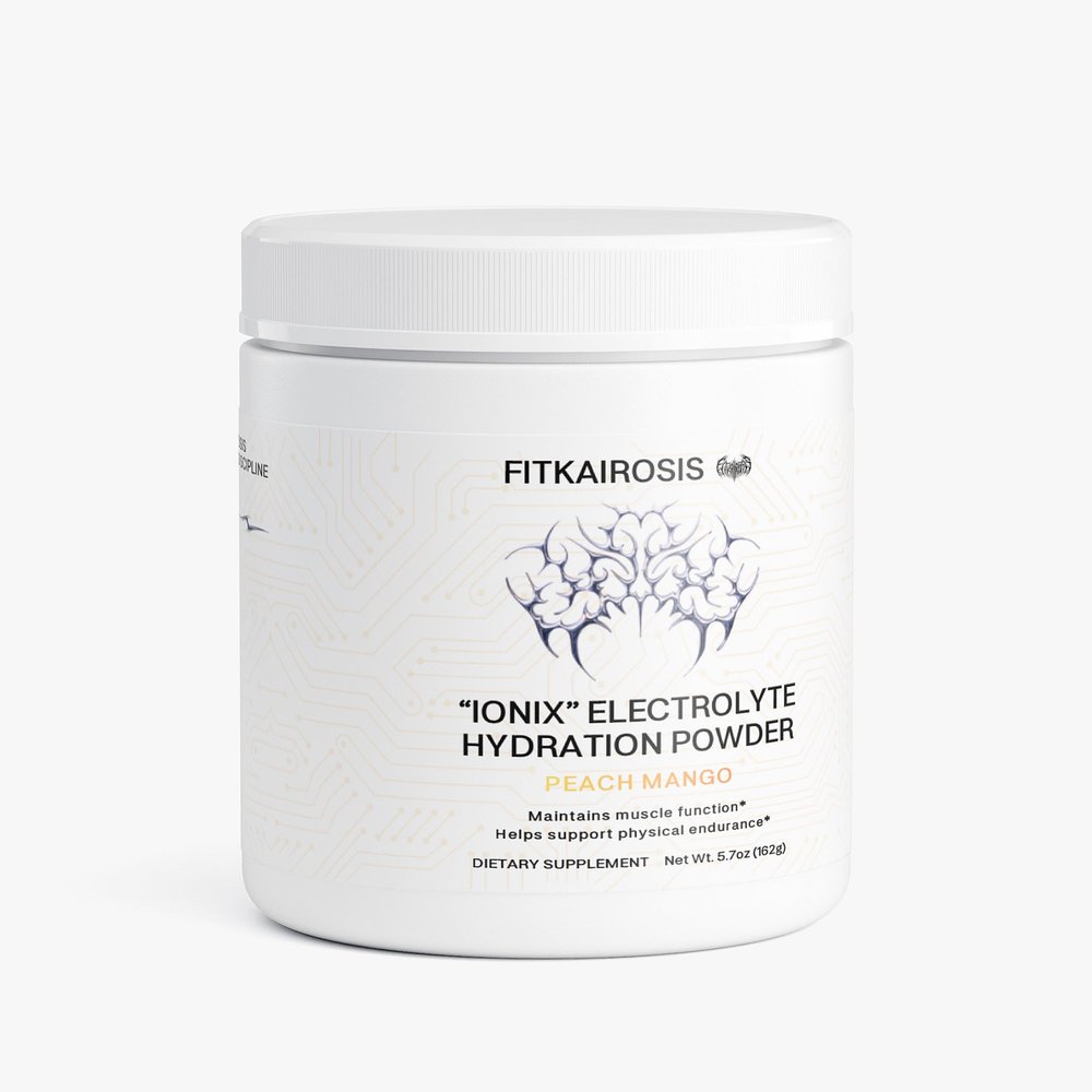 FitKairosis Ionix Electrolyte Hydration Powder - Peach Mango Drink Mix with B Vitamins - Supports Muscle Function & Endurance - Caffeine-Free, Vegan, Keto - 30 Servings, USA Made