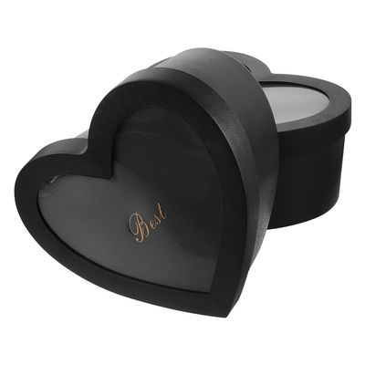 Abaodam 2pcs Heart Shape Storage Boxes with Transparent Lids Large and Compact Dark Packaging Boxes for Candy Jewelry Cosmetics Portable and Decorative for Parties and Home Use