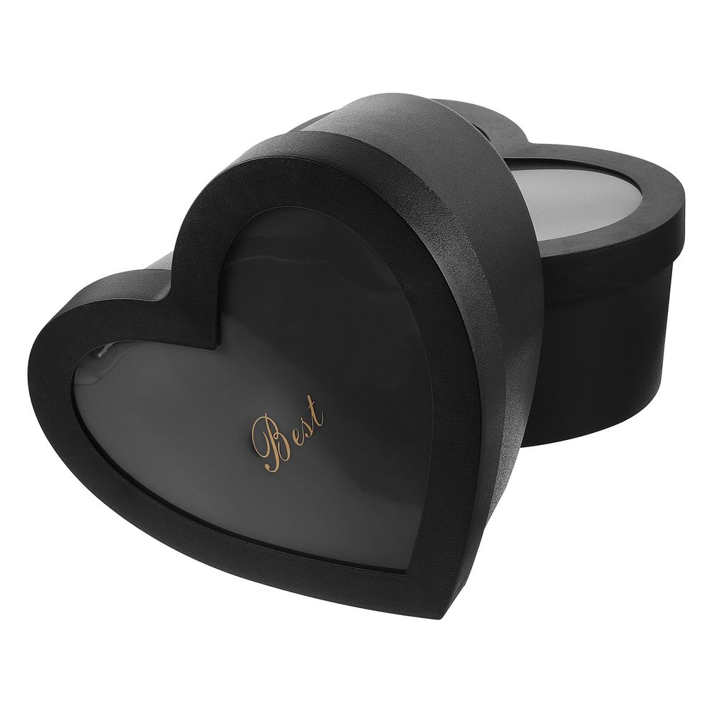 Abaodam 2pcs Heart Shape Storage Boxes with Transparent Lids Large and Compact Dark Packaging Boxes for Candy Jewelry Cosmetics Portable and Decorative for Parties and Home Use