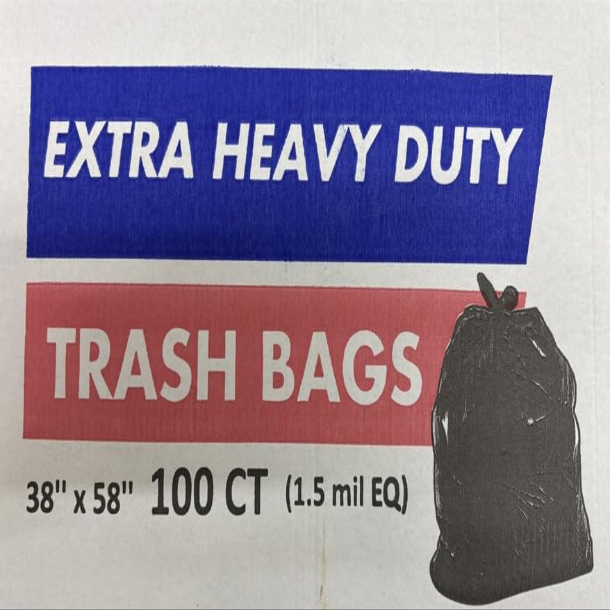100 Count 55-60 Gallon Trash Bags, Sturdy & Tear-Resistant Commercial Can Liners 55 Gallon, Large Garbage Bags, Large Black Trash Bags for Commercial, Lawn and Leaf Bags