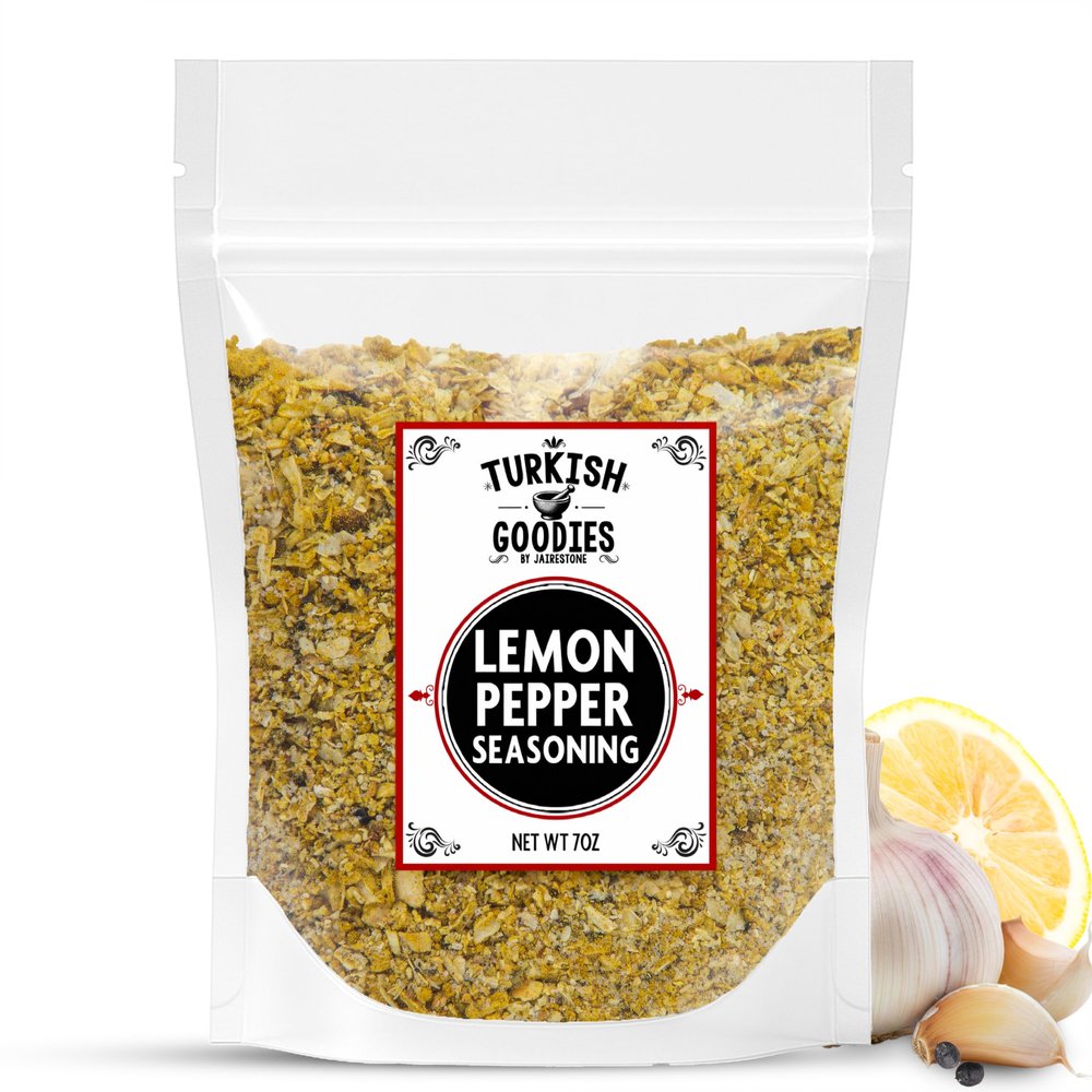 Lemon Pepper Spice Blend, Turkish Goodies Coarse Citrus Seasoning, 7 oz