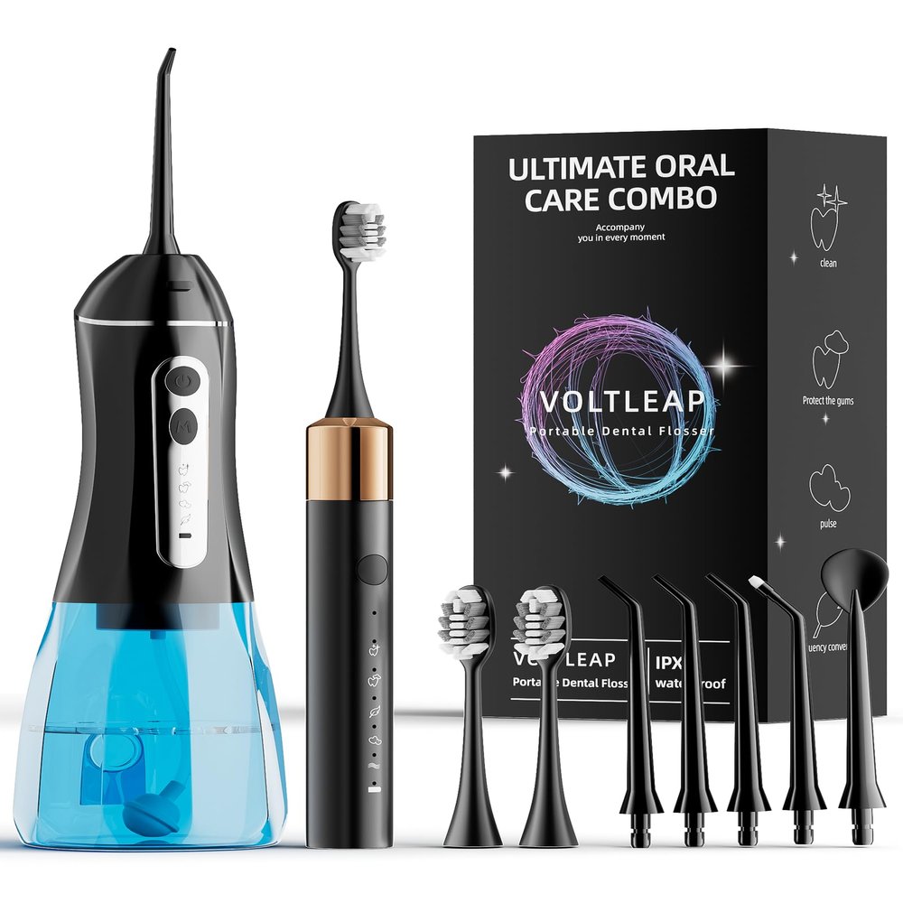 Electric Toothbrush with Water Flosser for Teeth, Sonic Electric Toothbrush and Electric Floss for Adults and Kids, Water Dental Picks, Cleaning and Flossing Dental Care, Waterproof