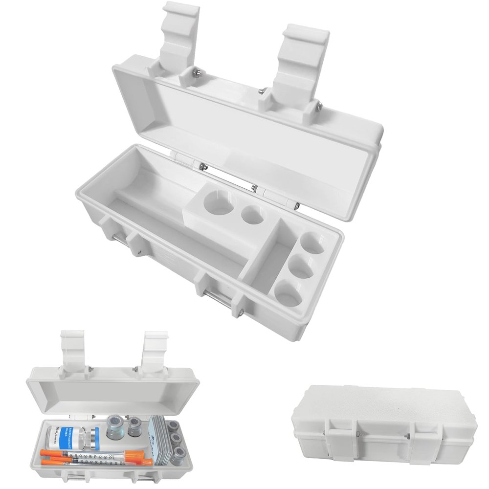 Agamino Vial Organizer Case, Travel Vial Holder Box for 4x3ml, 1x5ml & 1x30ml Vials with Compartments for Syringes & Wipes - Portable Carrying Storage Vial Holder for Home and Travel