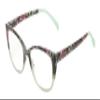 Calabria Cat Eye Glasses [50 x 18 x 140 mm] | Full Rim Eyeglasses w/Plastic Frames | Jelly Light Mint/Black-Pink Floral Retro Reading Glasses w/Blue Light Filter Lens view 1
