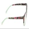 Calabria Cat Eye Glasses [50 x 18 x 140 mm] | Full Rim Eyeglasses w/Plastic Frames | Jelly Light Mint/Black-Pink Floral Retro Reading Glasses w/Blue Light Filter Lens view 3