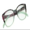 Calabria Cat Eye Glasses [50 x 18 x 140 mm] | Full Rim Eyeglasses w/Plastic Frames | Jelly Light Mint/Black-Pink Floral Retro Reading Glasses w/Blue Light Filter Lens view 4
