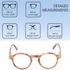 Calabria Round Eyeglasses [44 x 24 x 142 mm] | Full Rim w/Plastic Frames | Shiny Crystal Front/Brown Demi Pattern/Matching Temples Retro Reading Glasses w/Blue Light Filter Lens - 2.00 view 2