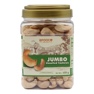 LAFOOCO Jumbo Unsalted Cashew, Tasty Snack, Vietnam Cashews, Rich in Nutrients, Protein, Great Gift for Family, Holiday, Resealable Jar, Halal, BRCGS (14.1 oz)