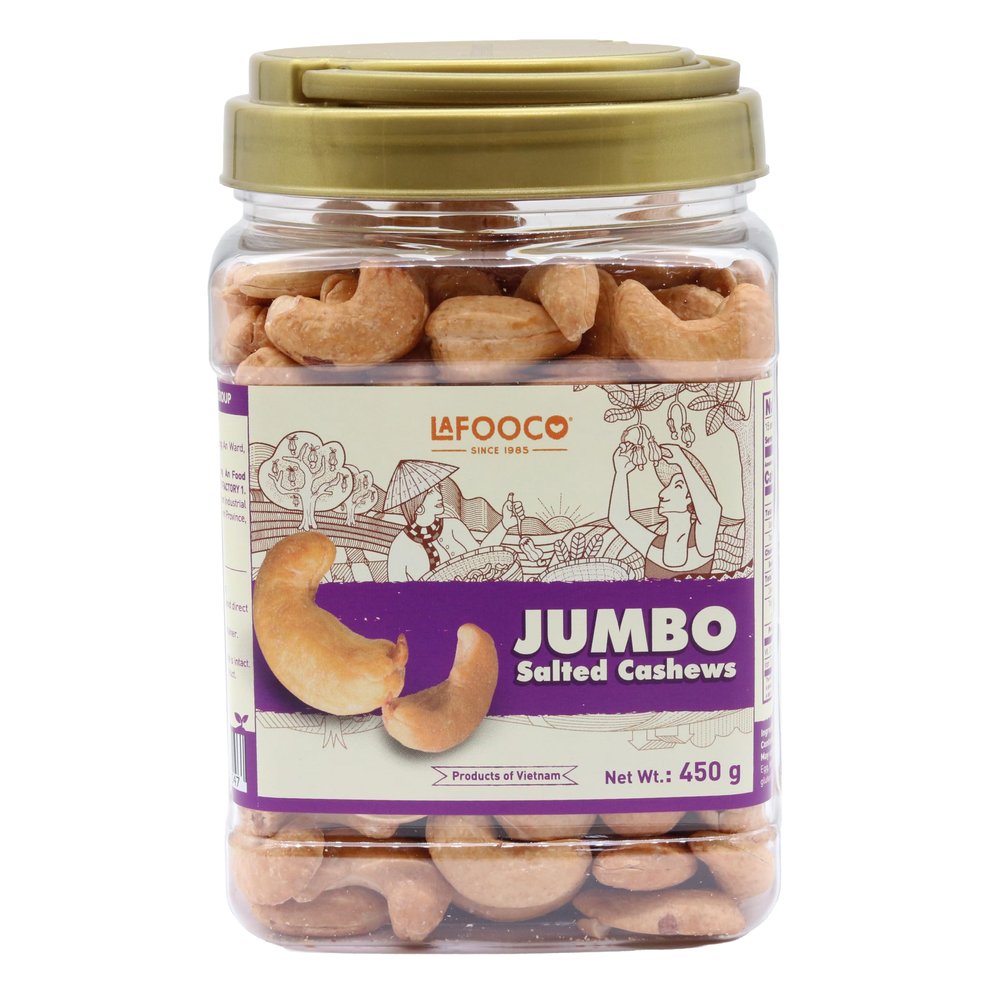 LAFOOCO Jumbo Salted Cashew, Lightly Salted, Vietnam Cashews, Tasty Snack, Rich in Nutrients, Protein, Great Gift for Family, Holiday, Resealable Jar, Halal, BRCGS (14.1 oz)