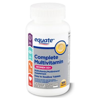 AGILIPET Equate Complete Multivitamin Multimineral Tablets, Women's Daily Nutritional Support Supplement, 50+ Formula, 100 Count Sticker