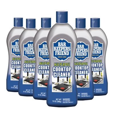 Bar Keepers Friend Cooktop Cleaner (13 oz)- Multipurpose Liquid Stovetop Cleanser, Safe for Use on Glass & Ceramic Cooking Surfaces, Copper, Brass, Chrome, Stainless Steel & Porcelain (Value 6 Pack)