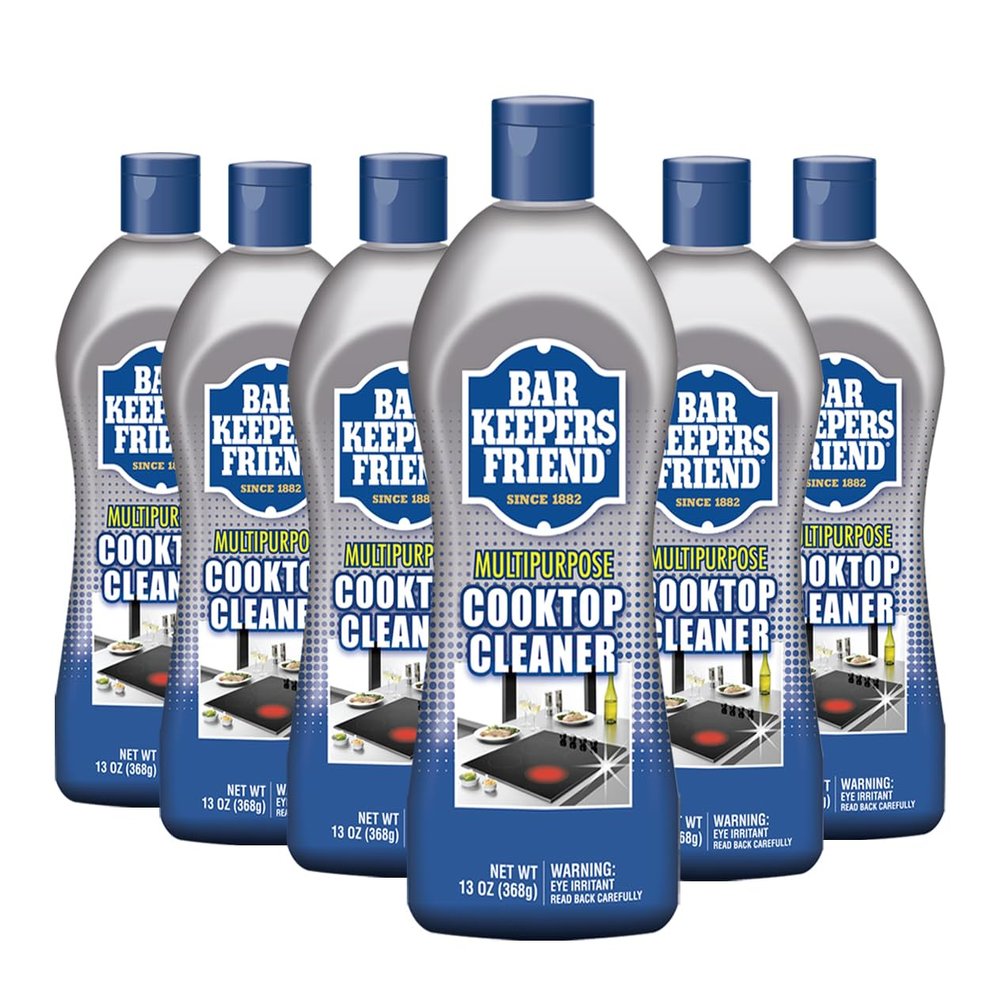Bar Keepers Friend Cooktop Cleaner (13 oz)- Multipurpose Liquid Stovetop Cleanser, Safe for Use on Glass & Ceramic Cooking Surfaces, Copper, Brass, Chrome, Stainless Steel & Porcelain (Value 6 Pack)