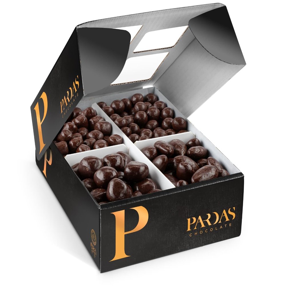 Dark Chocolate Covered Assortment 1lb - Chocolate Covered Almonds, Truffle Bits,Peanut Butter Pretzels, Chooclate Bridge Mix - Kosher Parve Chocolates, Premium Gift Box