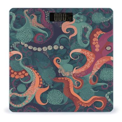 Abstract Octopus Digital Bathroom Scale for Body Weight with High Precision Digital Weighing Scale with BMI Clear LCD Display and Step-On Measures Weight Up to 180kg