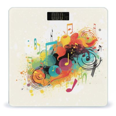 Abstract Music Themed Digital Bathroom Scale for Body Weight with High Precision Digital Weighing Scale with BMI Clear LCD Display and Step-On Measures Weight Up to 180kg