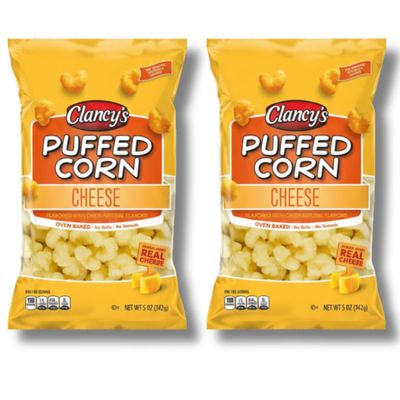 Clancy's Cheese Puffed Corn, 2 Pack (5 oz Bags) Oven Baked, Light & Airy Corn Puffs Made with Real Cheese, No Hulls or Kernels Crunchy Snack for Movie Night, Parties & On-the-Go