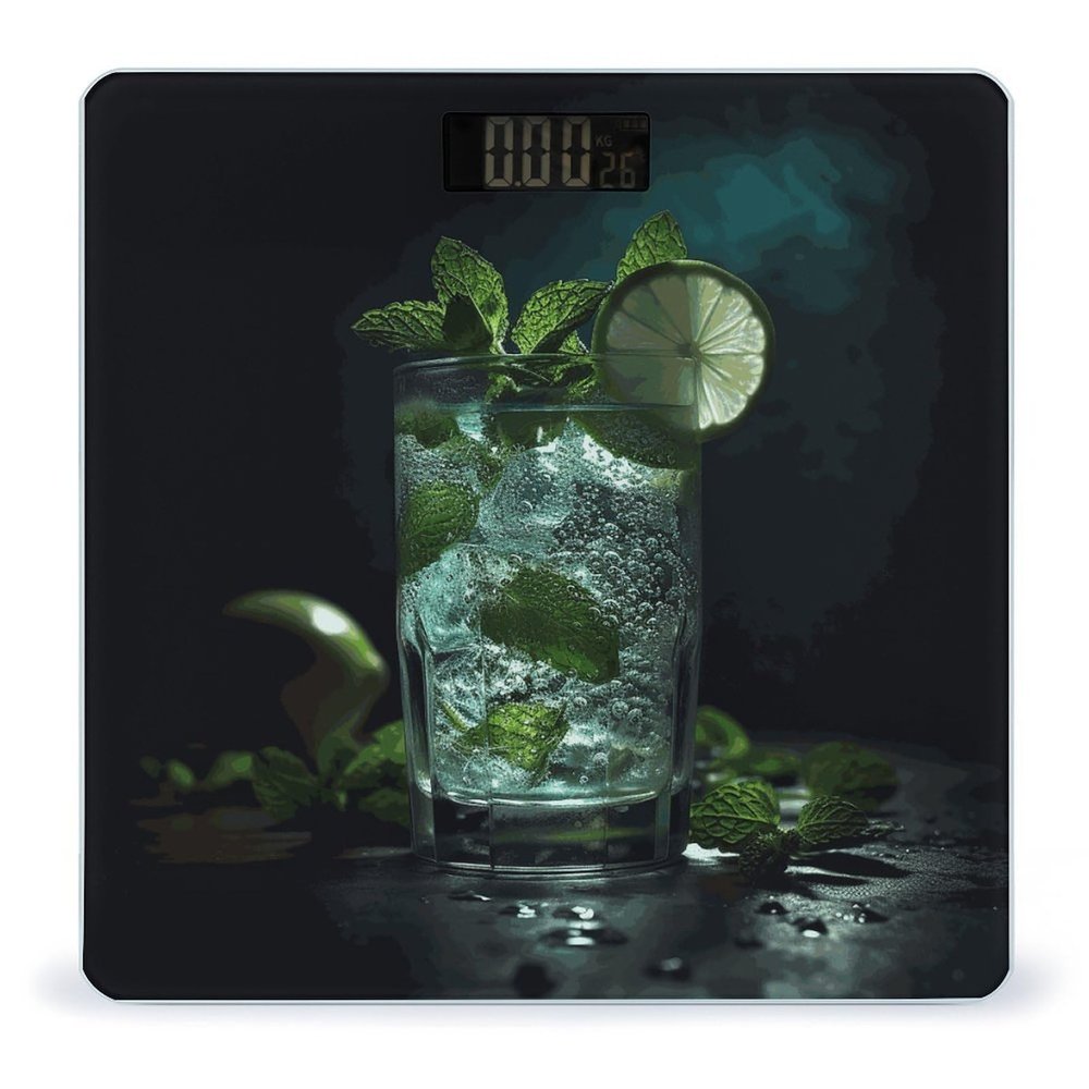 Mojito Cocktail Digital Bathroom Scale for Body Weight with High Precision Digital Weighing Scale with BMI Clear LCD Display and Step-On Measures Weight Up to 180kg