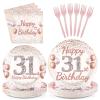 Greencian 96 Pcs Rose Gold 31st Birthday Party Supplies for Women view 1