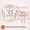 Greencian 96 Pcs Rose Gold 31st Birthday Party Supplies for Women view 2