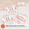 Greencian 96 Pcs Rose Gold 31st Birthday Party Supplies for Women view 3