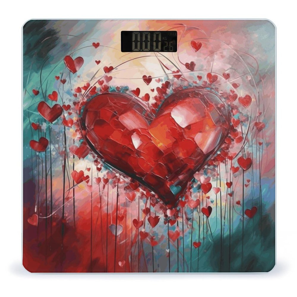 Abstract Heart Scale for Body Weight Bathroom Weighing Scale with Large LCD Backlight Display Weight with High Precision Measures Weight Up to 180kg