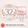 Greencian 96 Pcs 32nd Birthday Party Supplies for Women Serves 24 view 2
